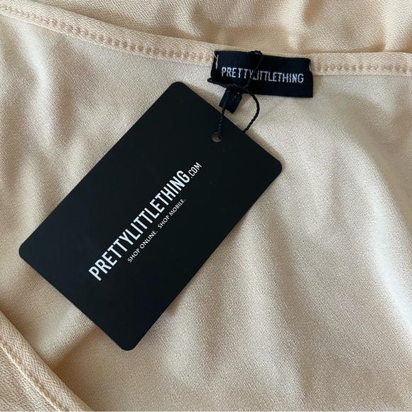 NWT PRETTYLITTLETHING Nude Plus One Shoulder Slinky Bodycon Mini Dress - Picture 11 of 11